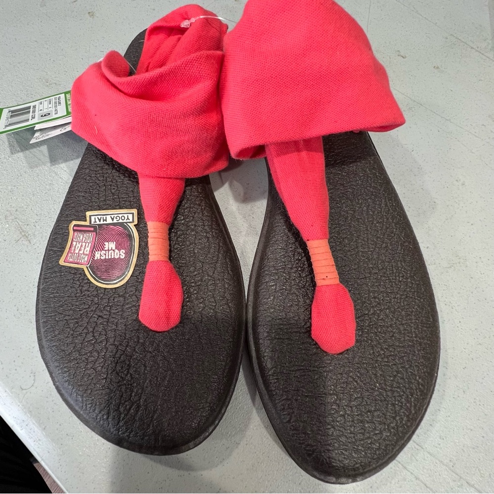 Sanuk Yoga Sling 2 Womens Coral Pink Fabric Comfort Sling Sandal Yoga Mat Size 9